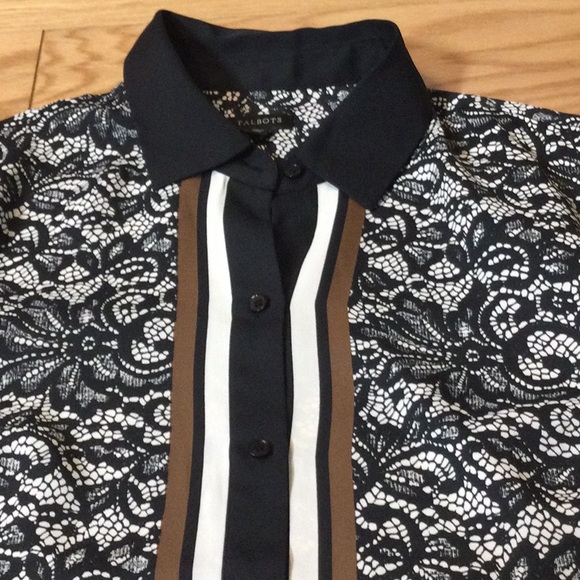 NWOT 8 Talbots black lace look button down blouse - Picture 9 of 15